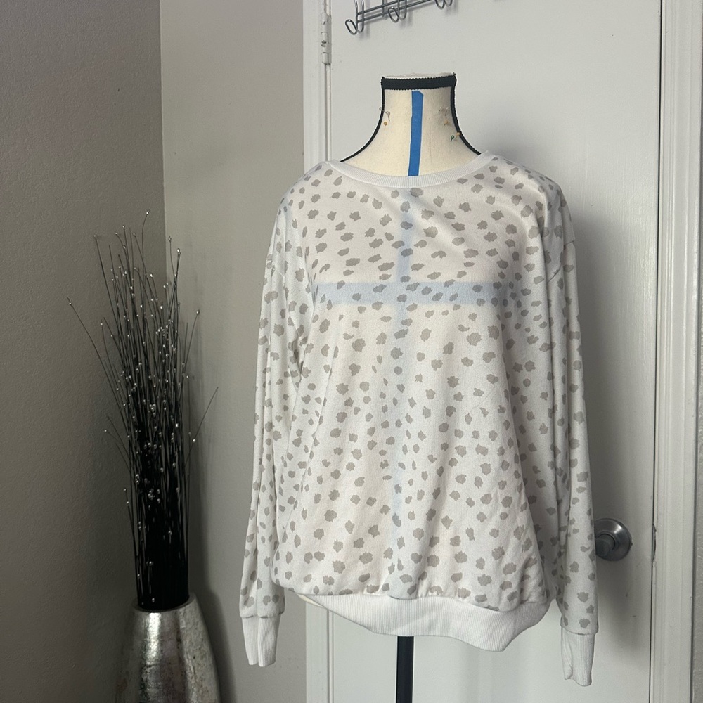 White and Gray Polka Dot Sweatshirt